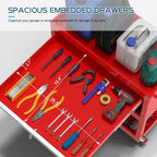 3 Tier Heavy Duty Tool Cart, Mechanic Metal Rolling Tool Cart 900 Lbs Work Carts with Locked Drawers & Pegboard for Garage Workshop