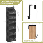 Over Door Organizer with 6 Extra Large Pockets 12 Side Pockets, Sturdy Closet Storage Rack, Hanging Storage Organizer with Clear Window for Shoes, Diaper, Bedroom, Bathroom, Black, 6-Pack