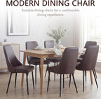 Modern Dining Chairs Set of 6, Faux Leather Upholstered Dining Room Chair Kitchen Chairs Dinner Side Chair with Curved Back and Metal Legs for Kitchen, Dining Room, Living Room, Brown