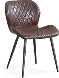 Dining Chair, Comfy Modern Dining Chairs with Thick Cushions, Upholstered Faux Leather Kitchen Side Chairs with Adjustable Metal Legs for Dining Room (Coffee)