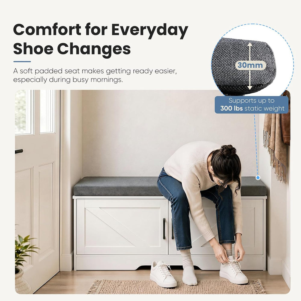 NEWBULIG Shoe Bench with Storage for Entryway, 39.4" Shoe Storage Bench ...
