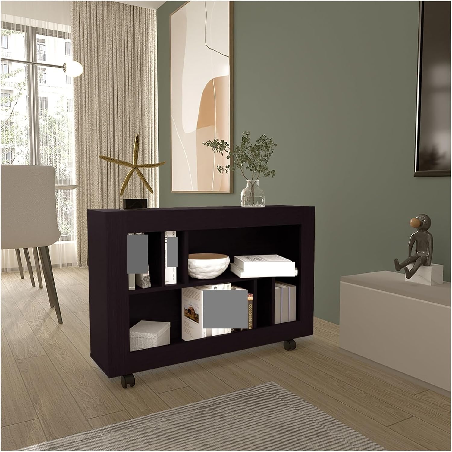 Console Table Cart, 5 Shelves, 4 Casters,for Kitchen