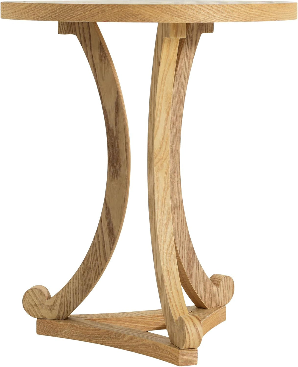 Christopher Knight Home Isele Wood Accent Table with Round Slatted Top Design...