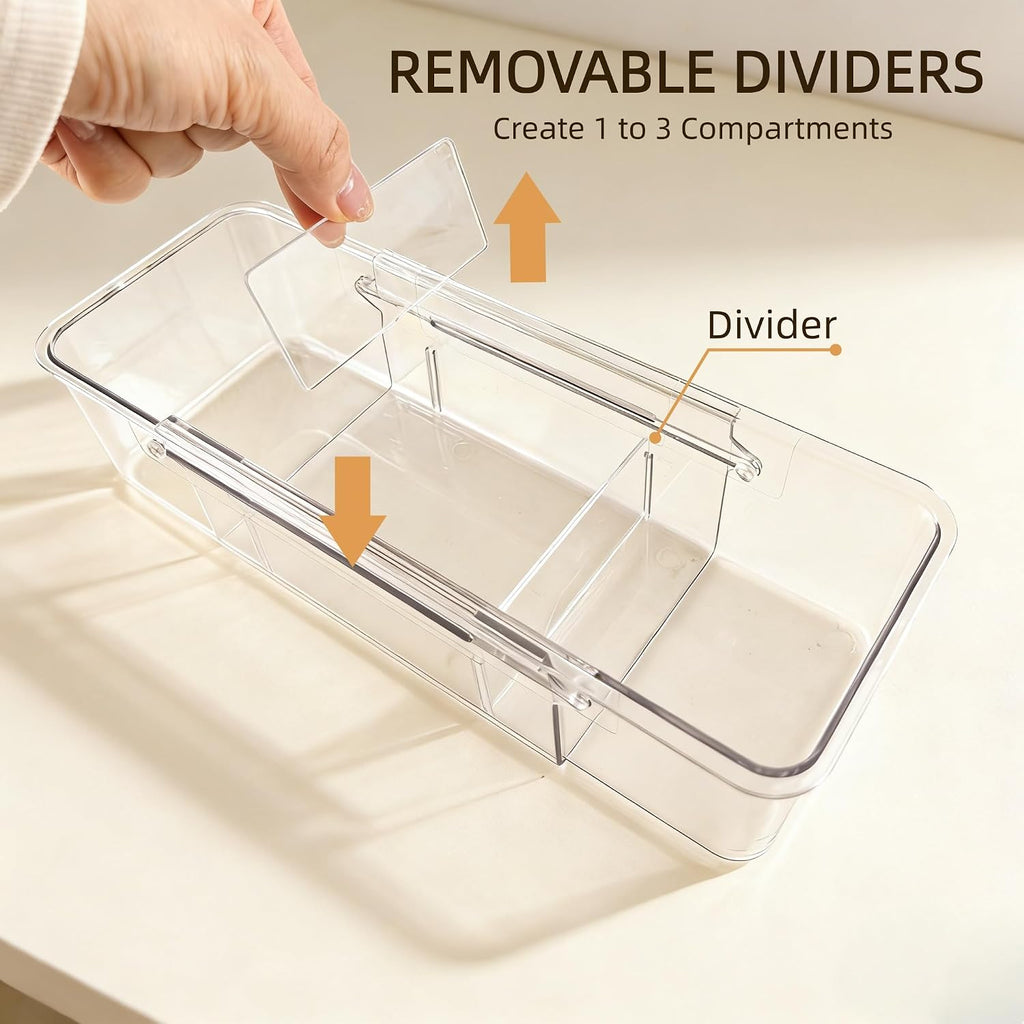 Tea Bag Holder，Expandable Tea Bag Organizer Boxes，Clear Acrylic Tea Bag Storage Bins,Kitchen Utensils for Sugar Packet, Coffee, Condiment for Drawer,Cabinet, Countertop,Pantry,1 Pack