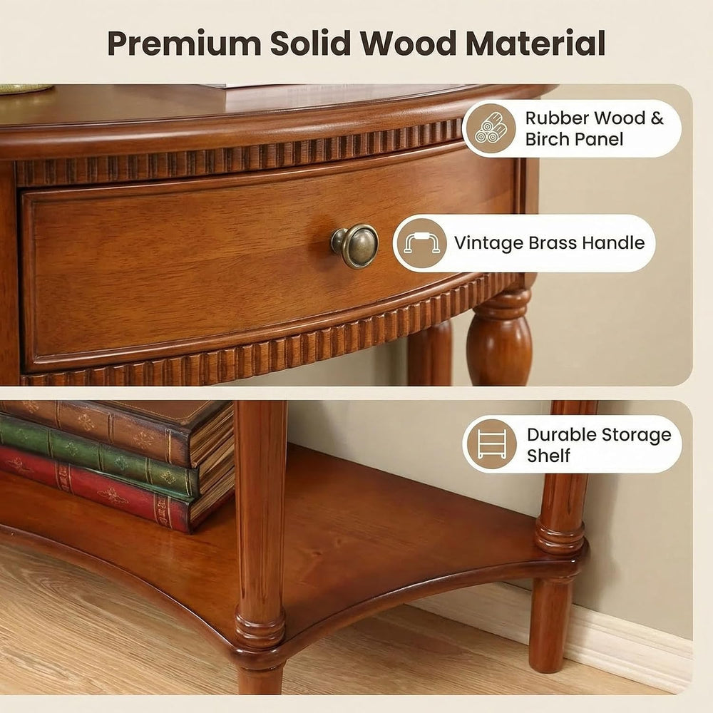 Half Moon Table, Table Solid Wood with Drawer Half-Moon Porch Side, Entryway ...