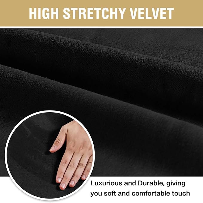 H.VERSAILTEX Velvet Dining Chair Covers Stretch Chair Covers for Dining Room Set of 4 Parson Chair Slipcovers Chair Protectors Covers Dining, Soft Thick Solid Velvet Fabric Washable, Black