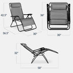 Best Choice Products Set of 2 Extra Wide Adjustable Steel Mesh Zero Gravity Lounge Chair Recliners w/Pillows and Cup Holder Trays - Ice Gray