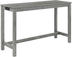 Ball & Cast 4 Piece Kitchen Dining Room Table and Chairs Set, Farmhouse Wooden Counter Height Bar-Sets w/USB Ports & Power Outlet & 3pcs Stools, 59" Sofa-Table Barstool w/Charging Station, Grey