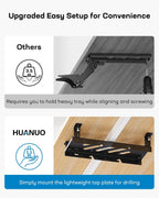 HUANUO Keyboard Tray Under Desk, Adjustable Ergonomic Keyboard & Mouse Tray, Flat Bottom Or Cross Beam Installation, Smooth Sliding Keyboard Holder for Typing in Home Office, Easy Setup, 25″W x 9.84″D