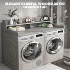 2-Tier Washer and Dryer Countertop with 2.75" H Guard,58" W x 28" D Laundry Countertop Cover with Non-Slip Pad,Large Space Laundry Topper for Folding Clothes Over Washer and Dryer-Stripe Gray