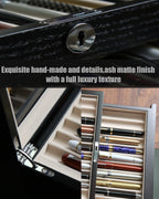 wood pen display case 36 slot Fountain pen Box storage Organizer with drawer, Top Glass Window Pen Collection Display Case