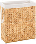Handwoven Slim Laundry Hamper, 75L Narrow Laundry Basket, Natural Water Hyacinth Basket and Handles and Removable Liner Bag & 2 Mesh Bags (Natural, 75L)