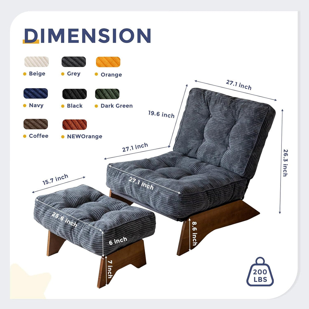 MAXYOYO Accent Chair with Ottoman, Lounge Chair with Adjustable Backrest | Tu...