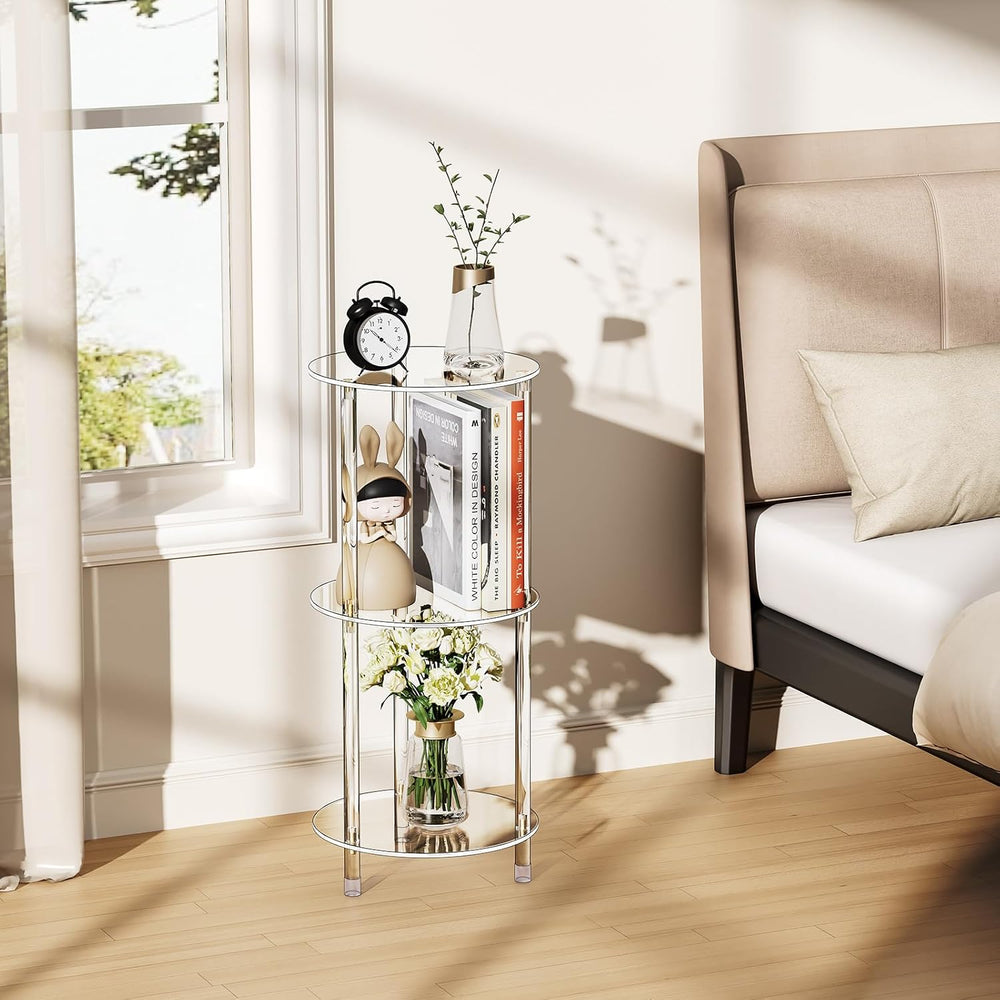 Clear Round Acrylic Side Table for Small Spaces, 11.81" L x 11.81" ...