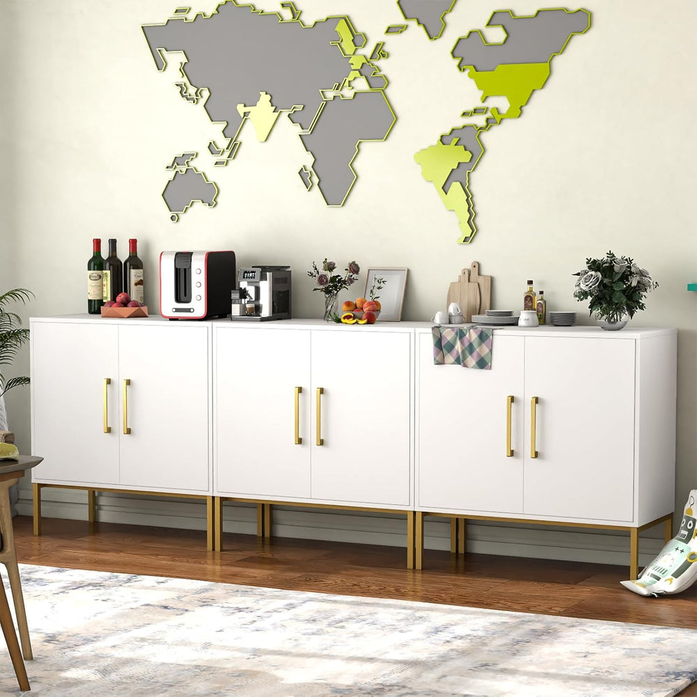 JOZZBY Buffet Sideboard Cabinet Set of 3 with Storage and Adjustable Shelves,...