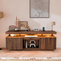 HOMMPA 70 Inch LED TV Stand with Power Outlets for 70/65/60/55 inch TV Gaming Entertainment Center with Storage Modern Industrial TV Cabinet Media Console for Living Room Bedroom Walnut