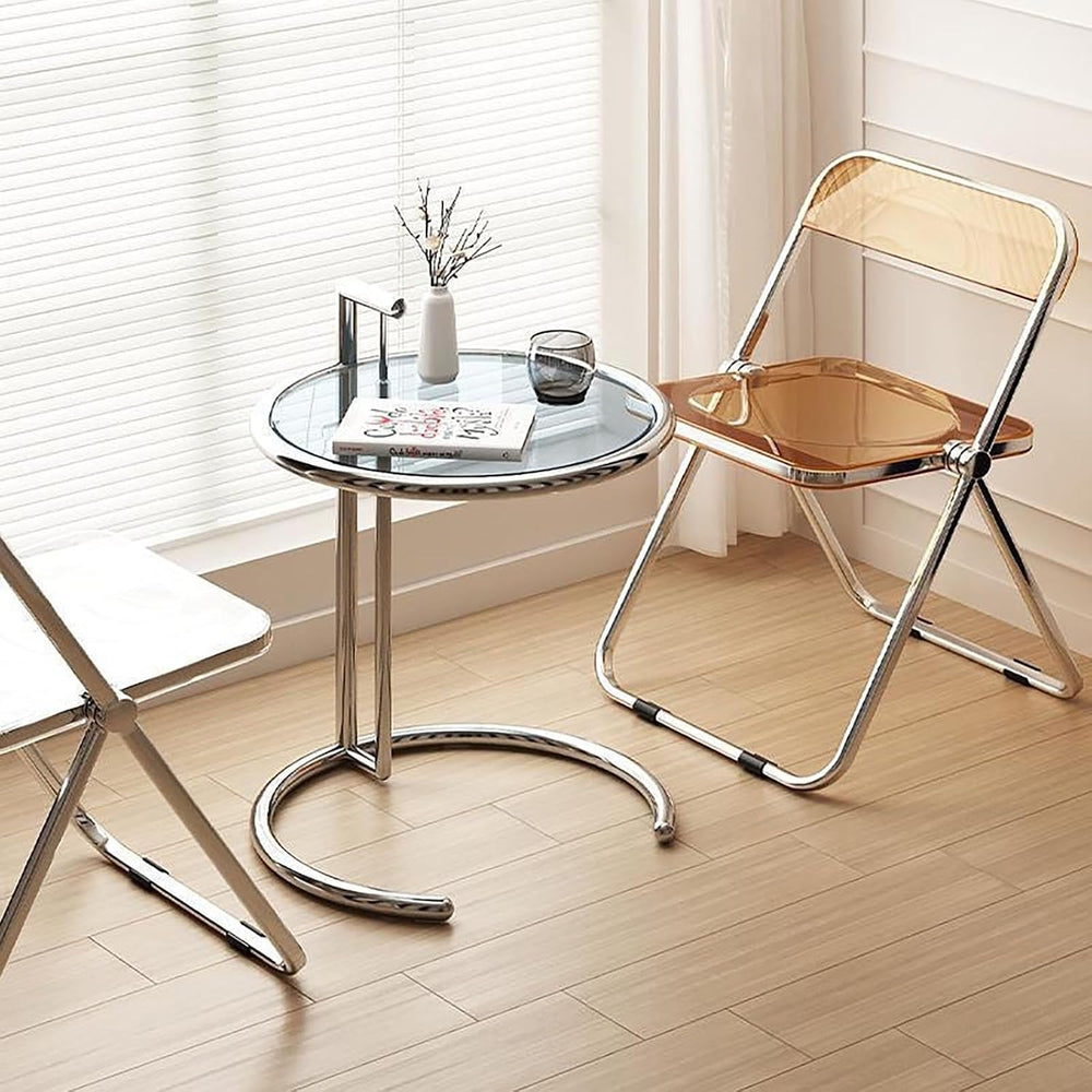 Round End Table, Side Table for Living Room, Small Spaces, Modern White Night...