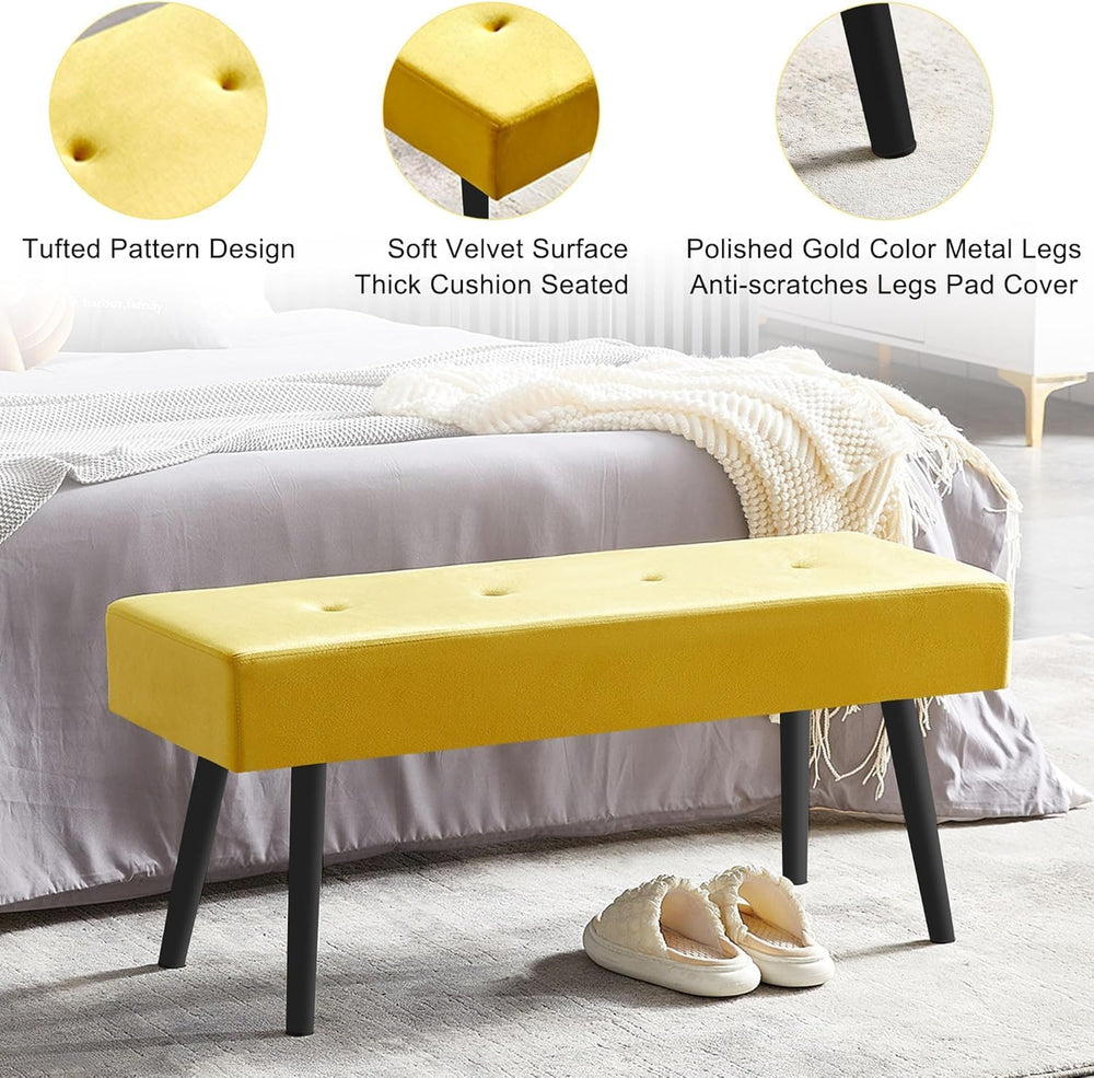 Upholstered Bench for Bedroom End of Bed, 40-inch Entryway Bench for Living R...