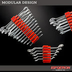 92PC Magnetic Wrench Organizer for Toolbox Drawers - Heavy Duty Modular Tool Rack with SAE/Metric Labels,Customizable Storage & Strong Magnet Base (Red)