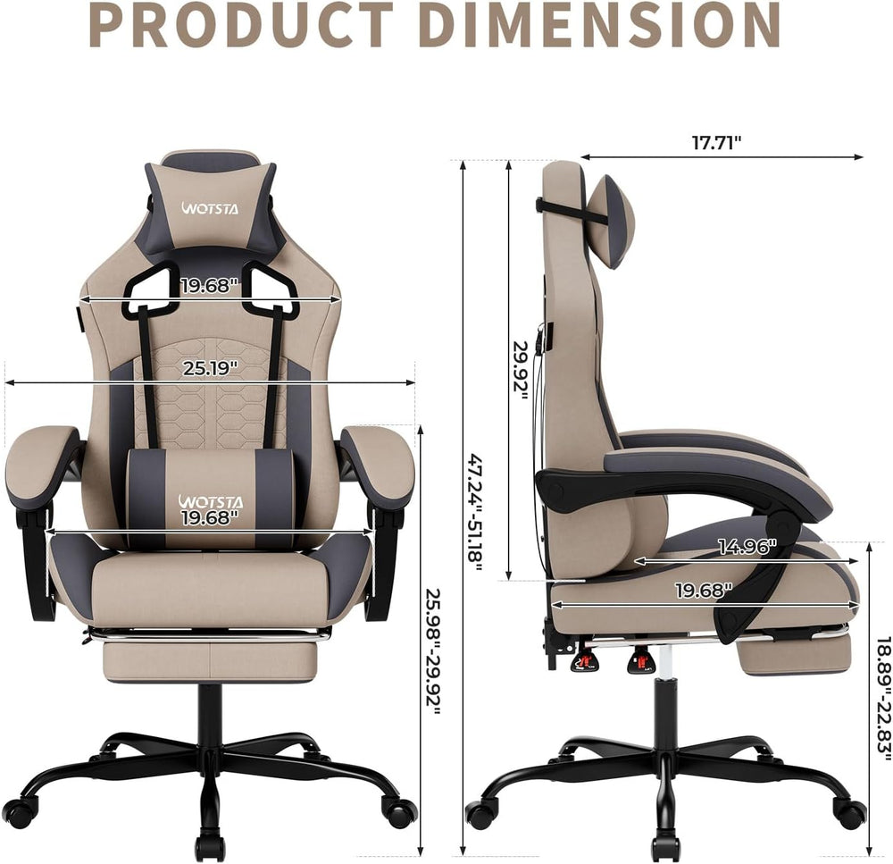 Gaming Chair with Massage,Ergonomic PC Gaming Chair with Footrest Comfortable...
