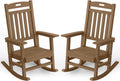YEFU Outdoor Rocking Chairs Set of 2, HIPS Rocking Chair, Teak | Weather Resistant,Porch Rocker for Adult, Poly Patio Rocker, Like Real Wood, Durable&Sturdy,Easy Assembly, Heavy Duty 350 lbs