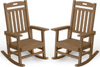 YEFU Outdoor Rocking Chairs Set of 2, HIPS Rocking Chair, Teak | Weather Resistant,Porch Rocker for Adult, Poly Patio Rocker, Like Real Wood, Durable&Sturdy,Easy Assembly, Heavy Duty 350 lbs