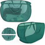 100L Foldable Laundry Baskets 2 Pack, Extra Large Mesh Pop Up Laundry Hamper, Dirty Clothes Hamper with Handles, Pop-up Hampers for Laundry Travel. Dorm or Home Portable Clothes Baskets.Green 2H