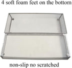 HAHIYO Stackable Mesh Tray Cup 15 x 6 x 2 inches Sturdy Container for Desk Drawer Organizer Collection for Home Office School kitchen Soft Foam Feet No Sharp Edges 1 Pack Silver