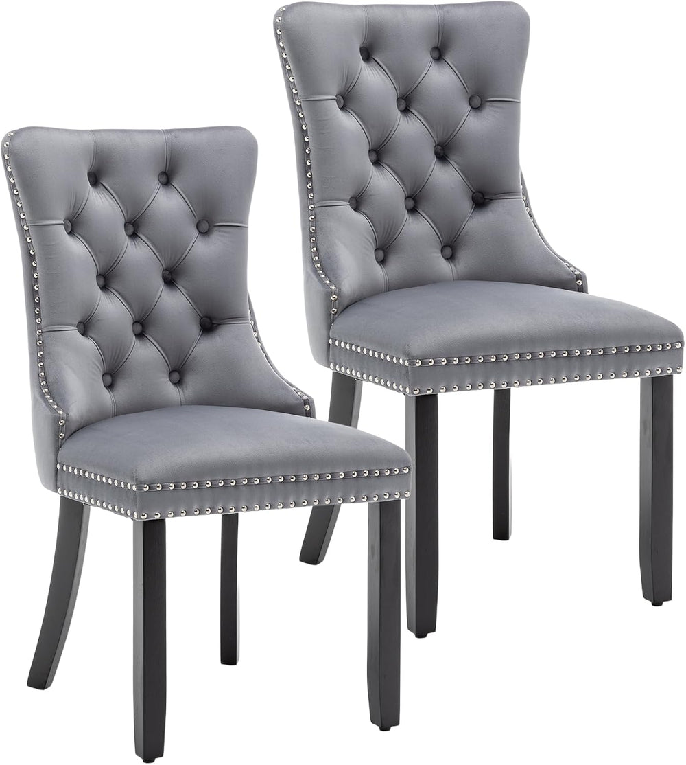 Velvet Dining Chairs, Gray Dining Chairs Set of 2