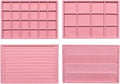 Frebeauty Stackable Velvet Jewelry Organizer Trays for Drawers Inserts Jewelry Storage Tray Display Case, Stud Earrings Bracelets Necklace Rings Accessories Trays for Women(Set of 4)(Pink)