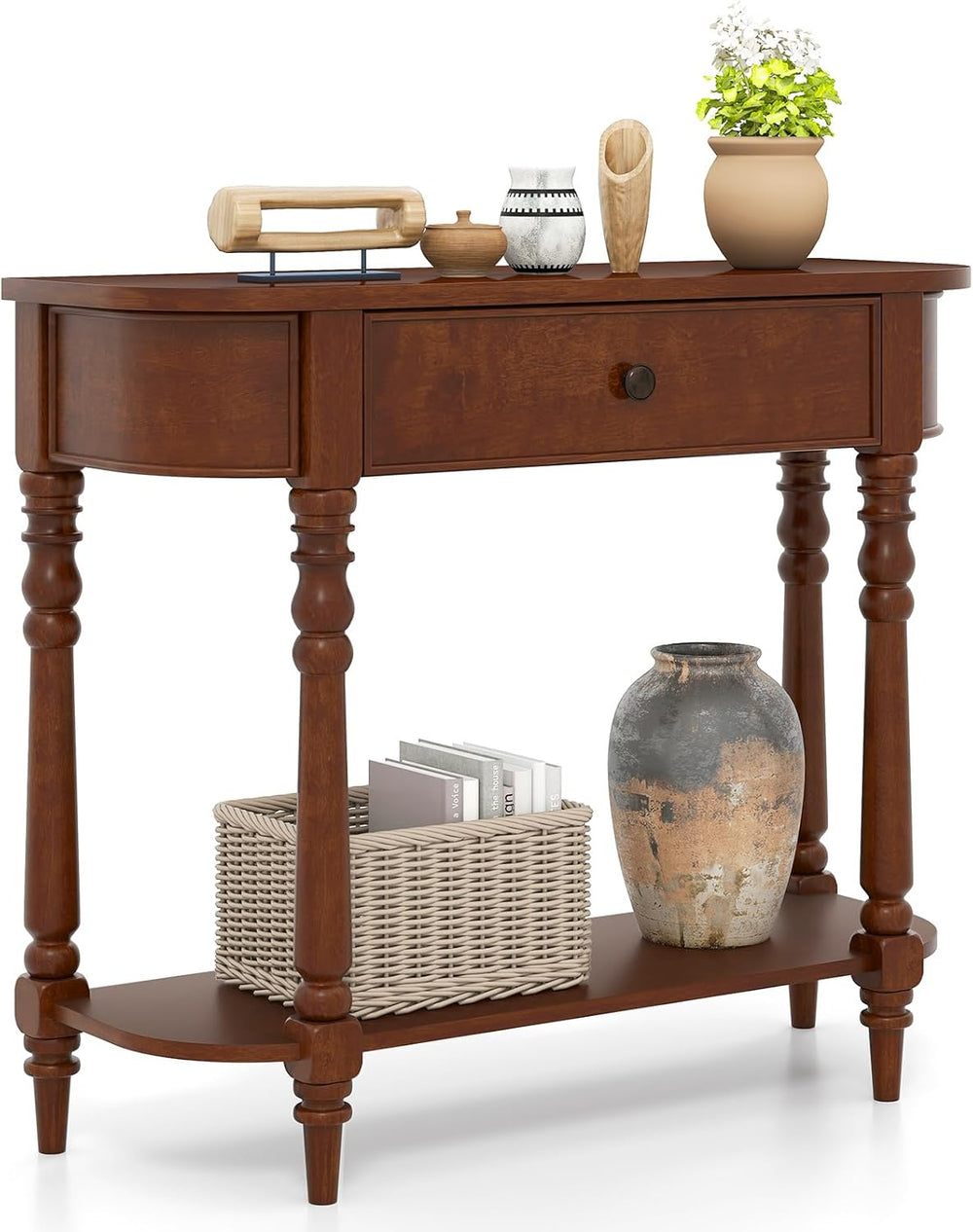 Giantex 2-Tier Console Table, 36" Retro Entryway Table with Storage Draw...