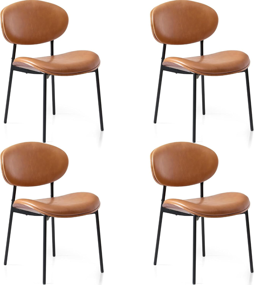 BedsPick Mid-Century Modern Dining Chairs Set of 4, PU Leather Upholstered Di...