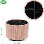 Round Leather Art Supply Organizer,Remote Control Holder,360 Degree Spinning,Multi-Functional Pencil Holder,4 Compartments Desktop Stationary Organizer(1-Wood Apricot)