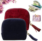 Travel Jewelry Case, Portable Jewelry Storage Bag, Compact Foldable Five Compartments Organizer Pouch with Zipper & Tassel for Earring Necklace Ring Bracelet (2pcs-A)