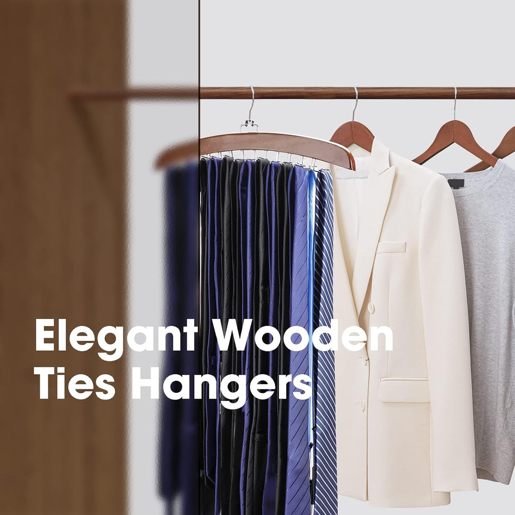 Tie Rack Tie Hanger 24 Hooks Wooden, Tank Top Hanger,Belt Organizer for Closet,with Upgraded 360°Rotating, Belts Scarves Accessories for Bras,Tank Tops,Camisoles…