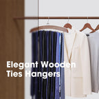 Tie Rack Tie Hanger 24 Hooks Wooden, Tank Top Hanger,Belt Organizer for Closet,with Upgraded 360°Rotating, Belts Scarves Accessories for Bras,Tank Tops,Camisoles…