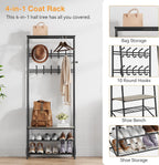IDEALHOUSE Coat Rack Shoe Bench with 10 Hooks, Hall Trees Entryway Bench with Storage, Multifunctional Hallway Organizer, Wood Look Accent Furniture (Grey, 10 hooks-25.2 in)