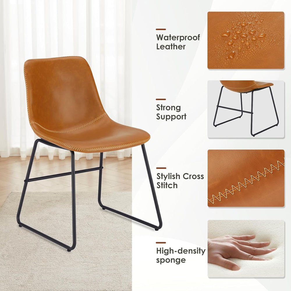 Soohow Mid-Century Modern Dining Chairs Set of 4, Faux Leather Upholstered Ki...