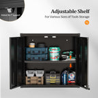 VINGLI Garage Wall Cabinet with Locking Doors and Adjustable Shelf, Metal Wall Cabinet, Floating Upper Storage Cabinet (Black, 30''W x 12''D x 28''H)