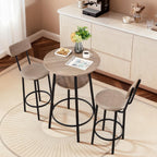 VEVOR Bar Table and Chairs Set, 3PCS 23.5″ Bars Tables Set with Rounded Corner Design, Round Pub Table with Two Stools for Office Desk, Breakfast Corner, Mini Bars, Light Gray, Black