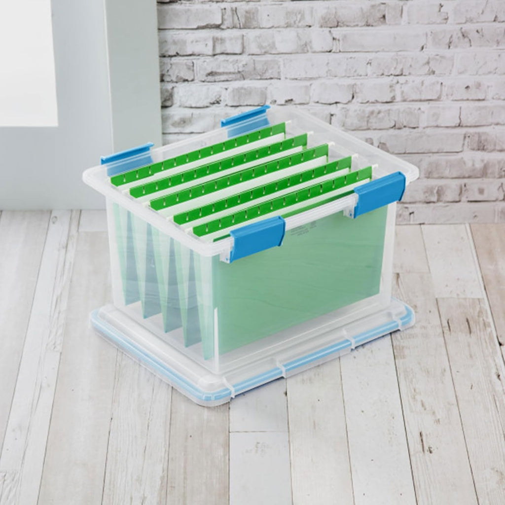 Sterilite 8-Pack Gasket Box, Weather-Resistant Storage Bins with Latching Lids, 32 Quart - Heavy-Duty Organizing Containers for Closet, Bathroom, and Office