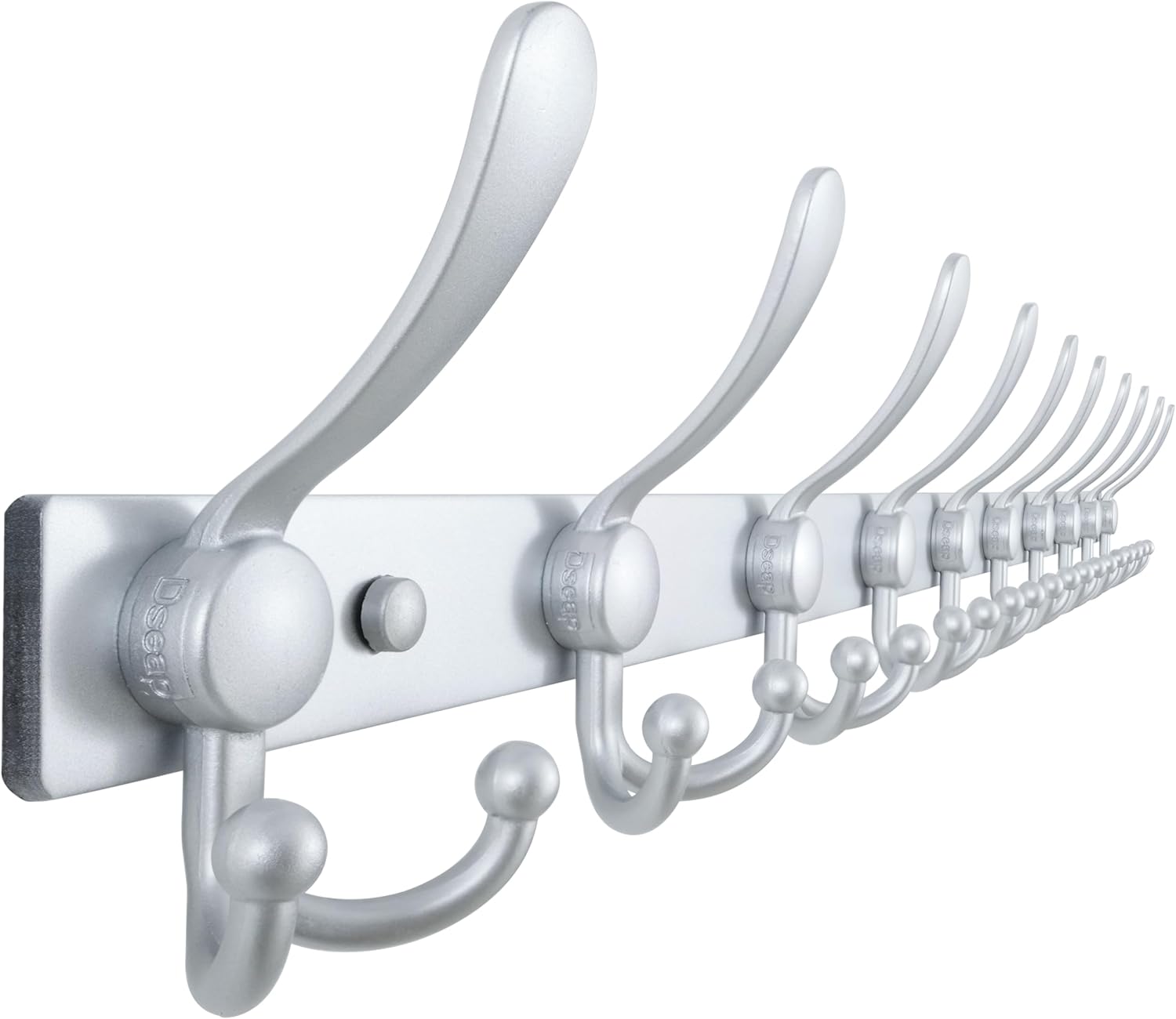 Dseap MaxStrong 2.0 Coat Rack Wall - 37” Long 10 Tri Hooks - Ultra Heavy-Duty Stainless Steel Wall Mount Coat Hanger, Hook Rail for Clothes Hats Jacket Towels Silver