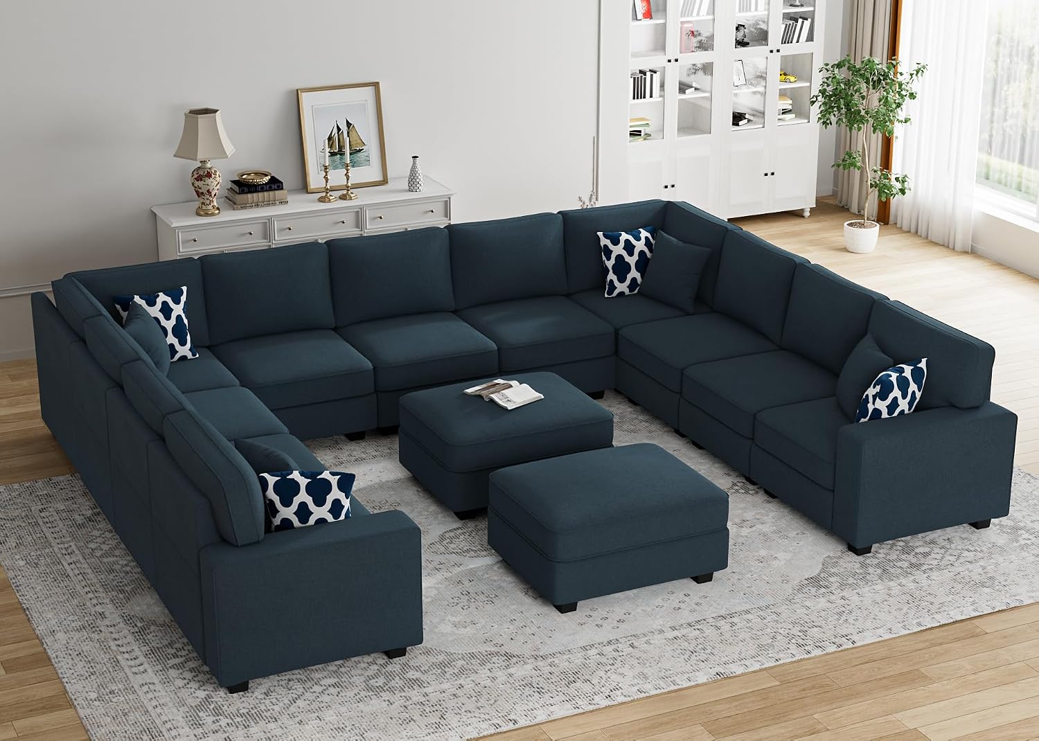 Legend Vansen Oversized Modular Sectional Sofa,U/L‑Shaped Reversible Couch with Ottoman,Deep Seat Plush Polyester Sofa for Living Room,13‑Seater,Charcoal