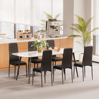 VEVOR Modern Dining Room Accent Chairs Set of 6, Upholstered Leather Side Chair for Living Room, Space-Saving Kitchen Chair with Thick Cushions and Metal Legs, Black