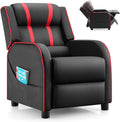 Costzon Kids Recliner, Gaming Recliner Chair w/Side Pockets, Footrest, Headrest & Lumbar Support for Kids Room & Play Room, Adjustable Racing Style Leather Sofa for Children Boys Girls (Red, Black)