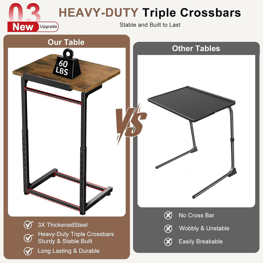 IHAITUN Tv Tray Table, Adjustable Height Couch Narrow Side Table,90° Tilt Ang...