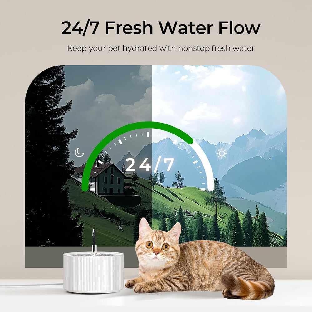 Voluas 2.2L Ceramic Cat Water Fountain, Pet Drinking Fountain with 1 Filter