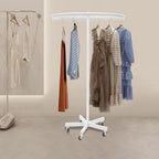 360° Rotatable Round Clothes Rack, Floor Standing Rotating Clothes Rack, 45.7-74.8in Height Adjustable, Floorstanding Multifunctional Coat Stand for Retail Stores, Gift Stores