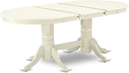 East West Furniture VABO7-LWH-W 7 Piece Dining Set Consist of an Oval Dining Room Table with Butterfly Leaf and 6 Wood Seat Chairs, 40x76 Inch, Linen White