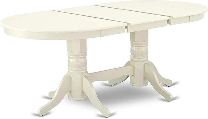East West Furniture VAVA9-LWH-C 9 Piece Dining Set Includes an Oval Dining Room Table with Butterfly Leaf and 8 Linen Fabric Upholstered Kitchen Chairs, 40x76 Inch, Linen White